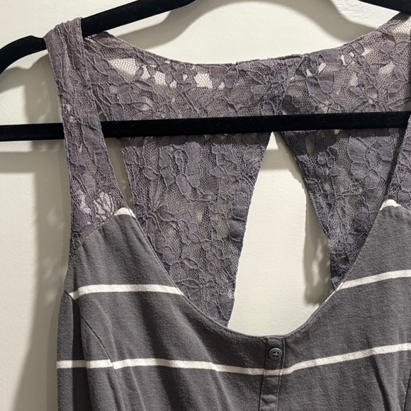 O'Neill Gray and White Striped Mini Dress - Picture 2 of 4